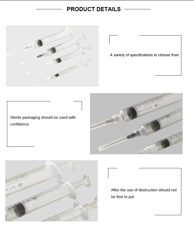 1ml 3 Ml 5ml 10ml 20ml 60ml Disposable Plastic Luer Lock Syringes with Needle